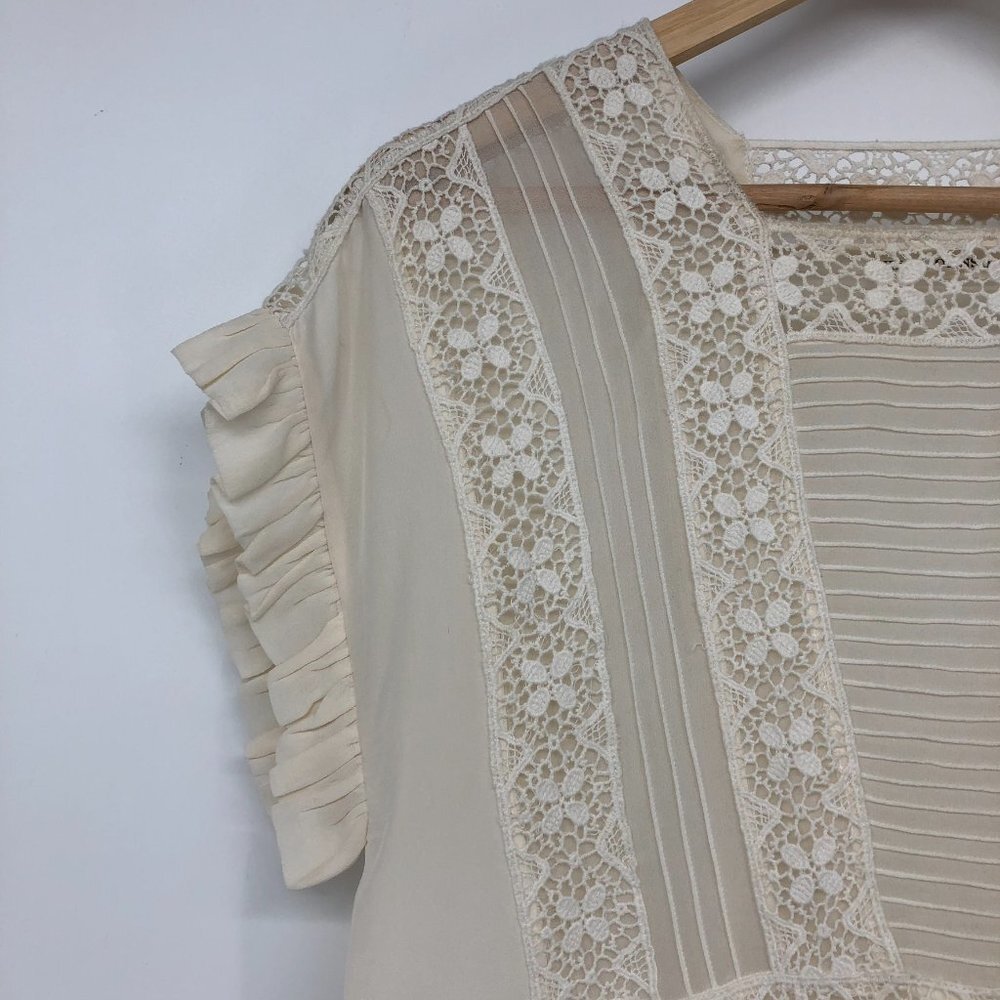 Ulla Johnson Adrienne Scalloped  Silk Eyelet Victorian Blouse Off White Size 2 - Picture 6 of 16